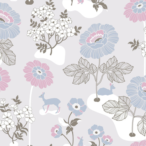 BLOMSTERÄNG - LJUSGRÅ wallpaper