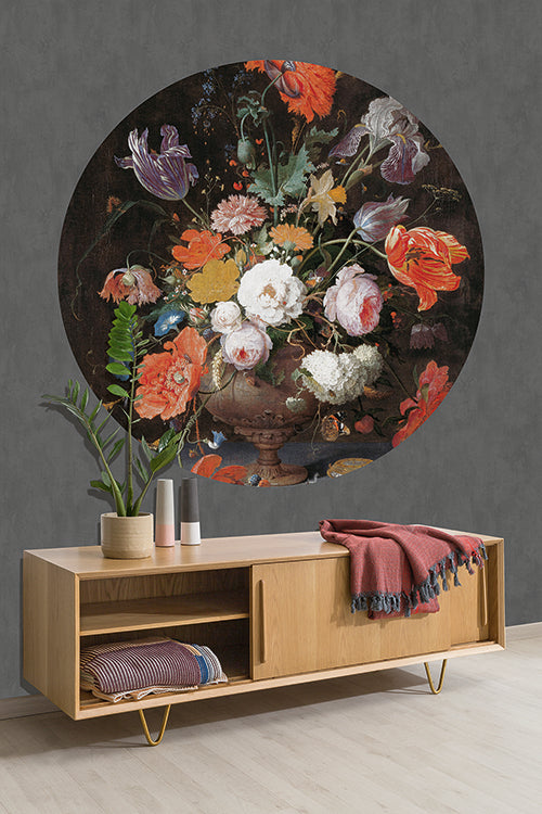 STILL LIFE WITH FLOWERS II circular wallpanel