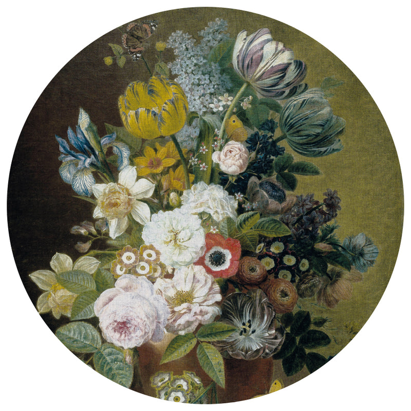 STILL LIFE WITH FLOWERS IV circular wallpanel