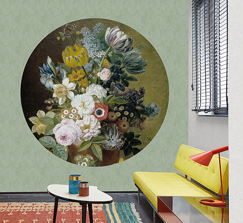 STILL LIFE WITH FLOWERS IV circular wallpanel