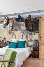 TWO DONKEYS ON THE BEACH wallpanel