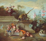 STILL LIFE WITH MONKEY, FRUITS AND FLOWERS pilttapeet