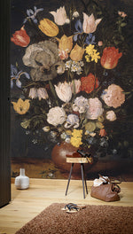 BOUQUET OF FLOWERS IN AN EARTHENWARE VASE wallpanel