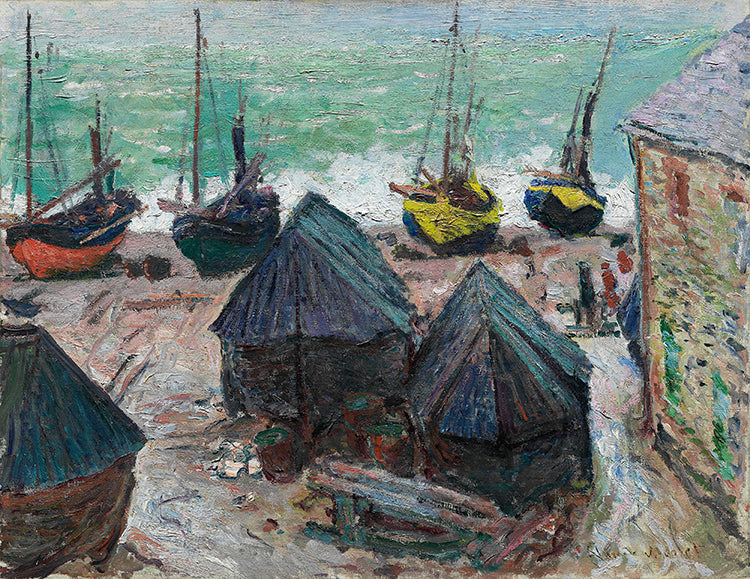 BOATS ON THE BEACH AT ÉTRETAT wallpanel