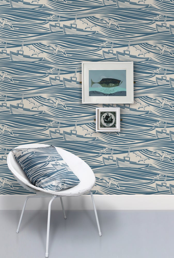 Whitby Wallpaper - Washed Denim